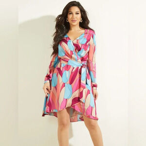 Marciano by Guess Bold Bloom Wrap Dress Multicolor wedding guest cocktail dress